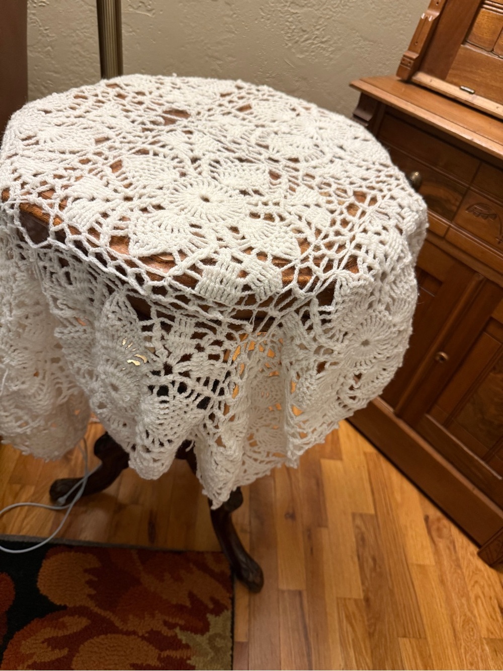 Hand Crafted White Crochet Lace Throw Blanket - Picture 6 of 15